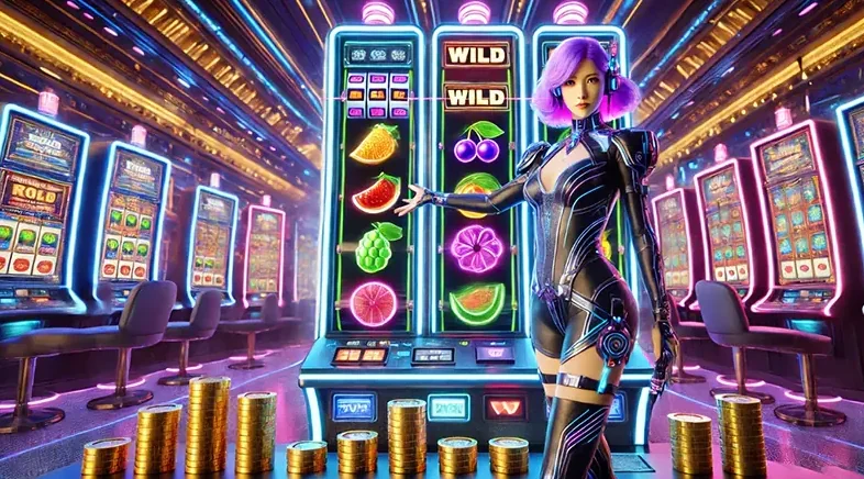 Antarmuka slot mobile dengan reel dan panel fitur yang tersusun ringkas